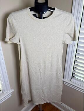 Buck Mason Cream Short Sleeve Midi Dress